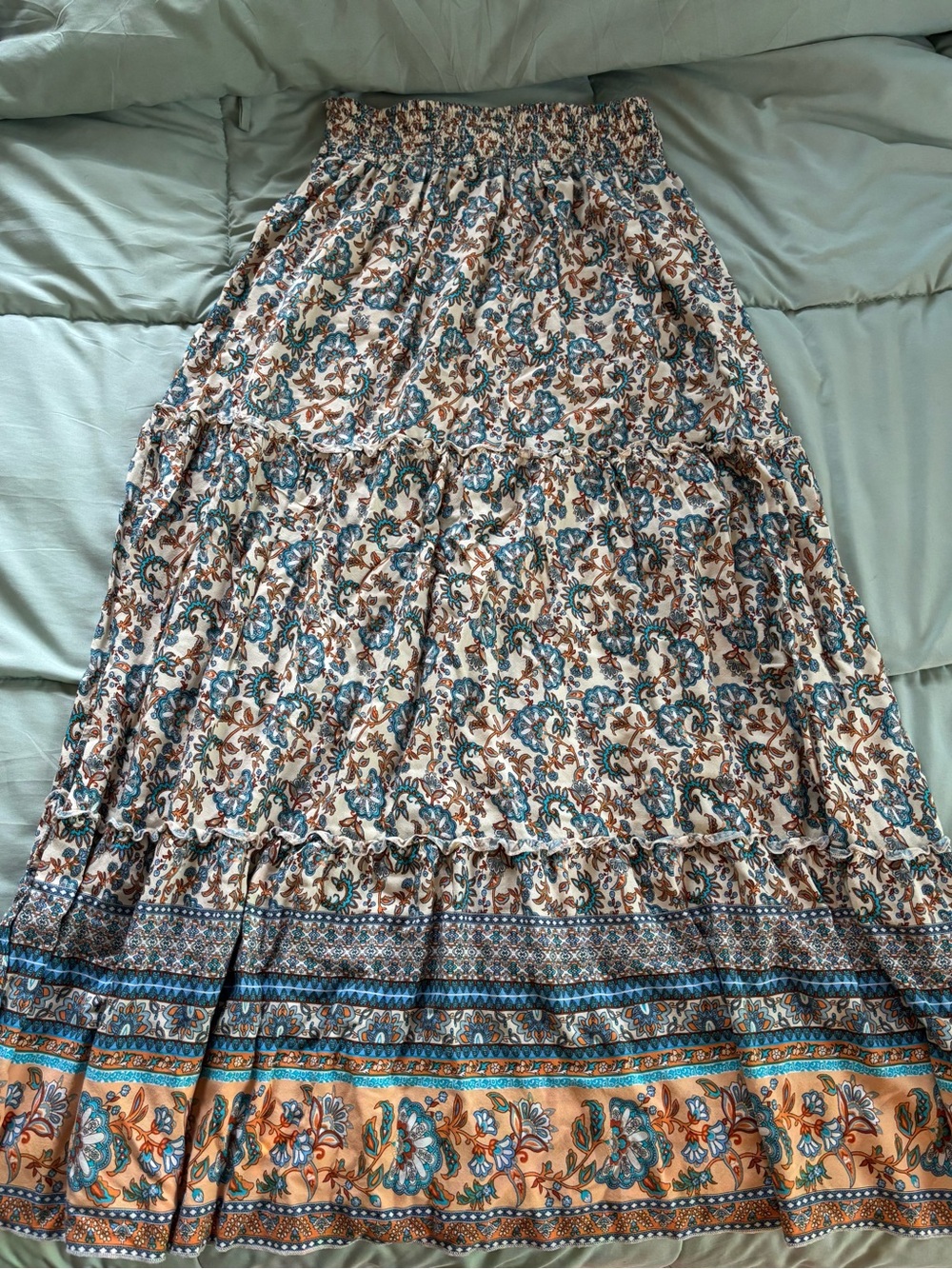 Boho Floral and Paisley Maxi Skirt
